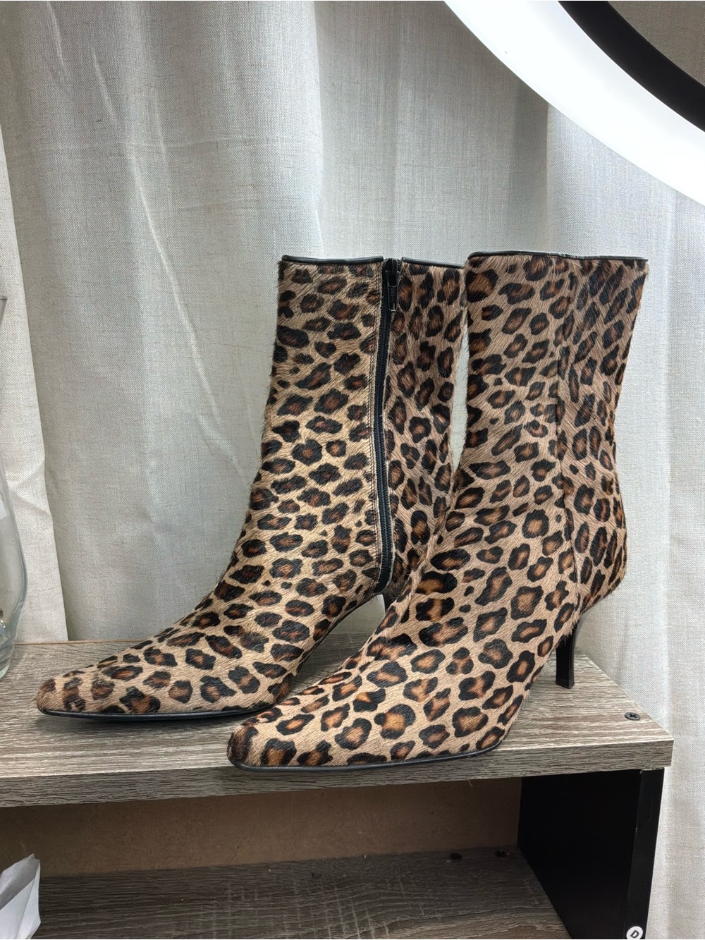 Vintage Casual Corner Leopard Print Ankle Boots - Brown/Tan
